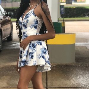 Floral Lace-Back Skater Dress